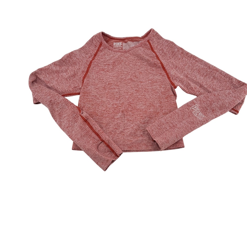 PINK Victoria's Secret Seamless Long Sleeve Crop Top Heathered Red Size‎ S